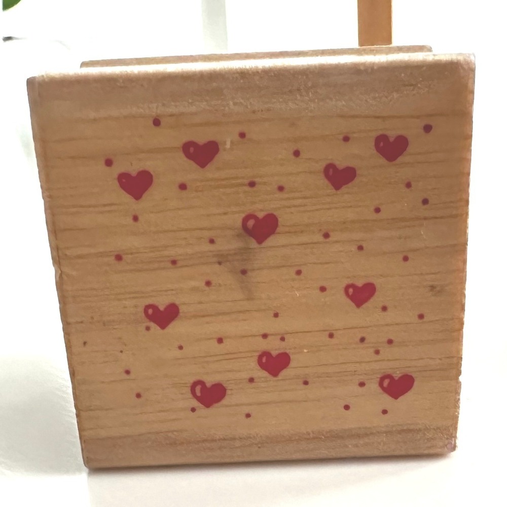Rubber Stamp Small Hearts Wood Block‎ Background Pattern Valentines Day Art